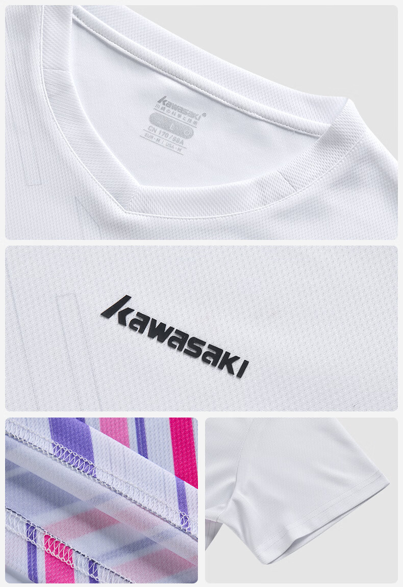 KAWASAKI Women's Badminton Set Short Sleeve + Skirt Sweat-Absorbing Quick-Dry Training Competition Sportswear D2826 Purple L 19