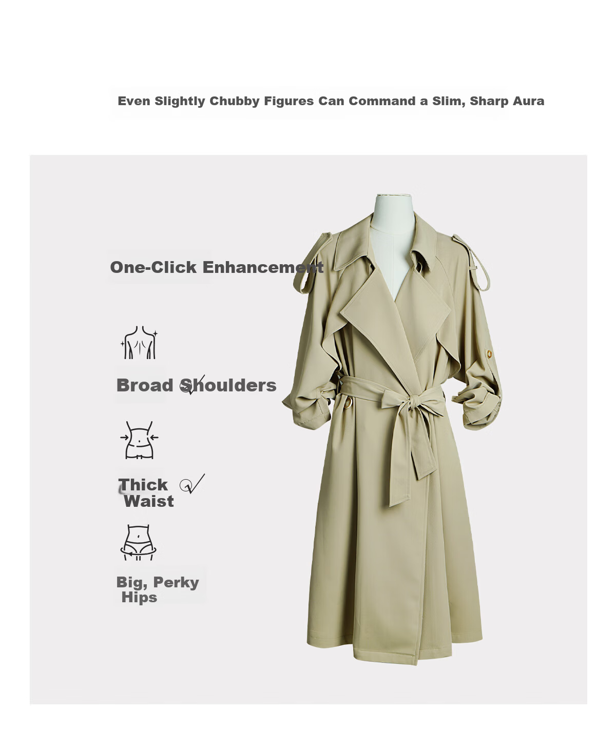Olrain Eurielle French Style Trench Coat Autumn Women's Commuting Mid-Length Coat Coffee Color (Second Batch) S 11