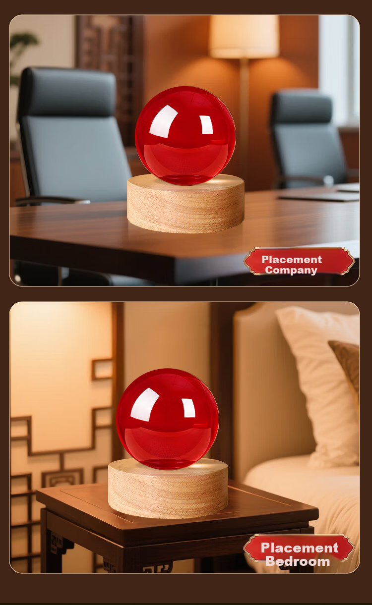Bin Yue Red Crystal Ball Ornament Lucky Red Crystal Ball Feng Shui Decoration Opening Ceremony Living Room Housewarming Gift 8cm 6