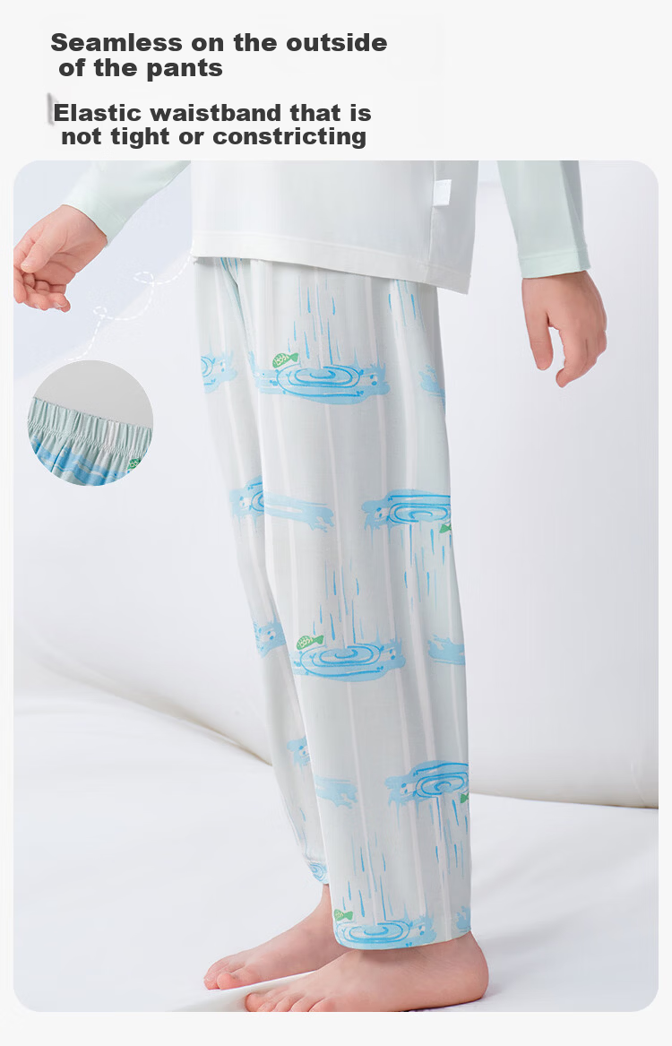 Ying's [Modal Acetate] Boys' Long Sleeve Children's Pajamas Homewear Spring Summer Sweat-Wicking Class A Youth 9