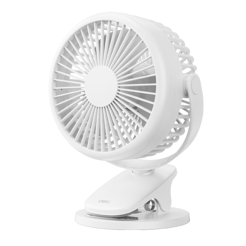 Deli [Rechargeable and Plug-in Dual Use - Ultra Long Battery Life] Desktop USB Fan Small Electric Fan for Dormitory Office Workstation Bedroom Bedside Quiet Mini Fan - LK220A White