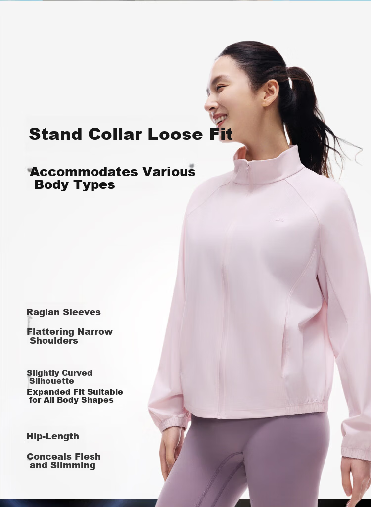 Beneunder Women's Sunscreen Jacket UV Protection Quick-Dry Loose Stand Collar Casual Outdoor AL002 Frosty White XXL 17