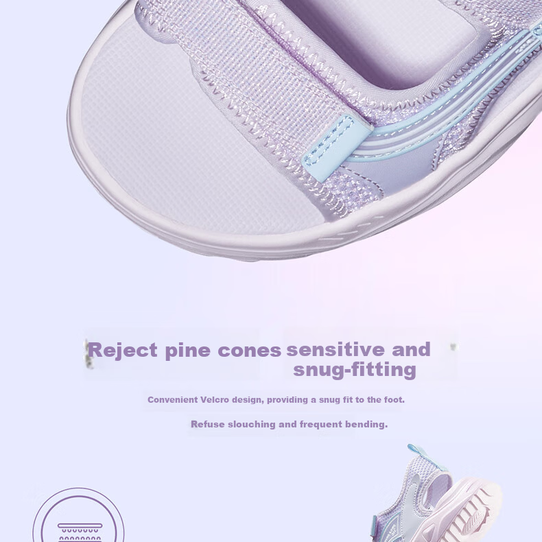 361° Kids Girls Summer Sandals 25 Breathable Soft Elastic Durable Children's Beach Sandals Purple 33 8