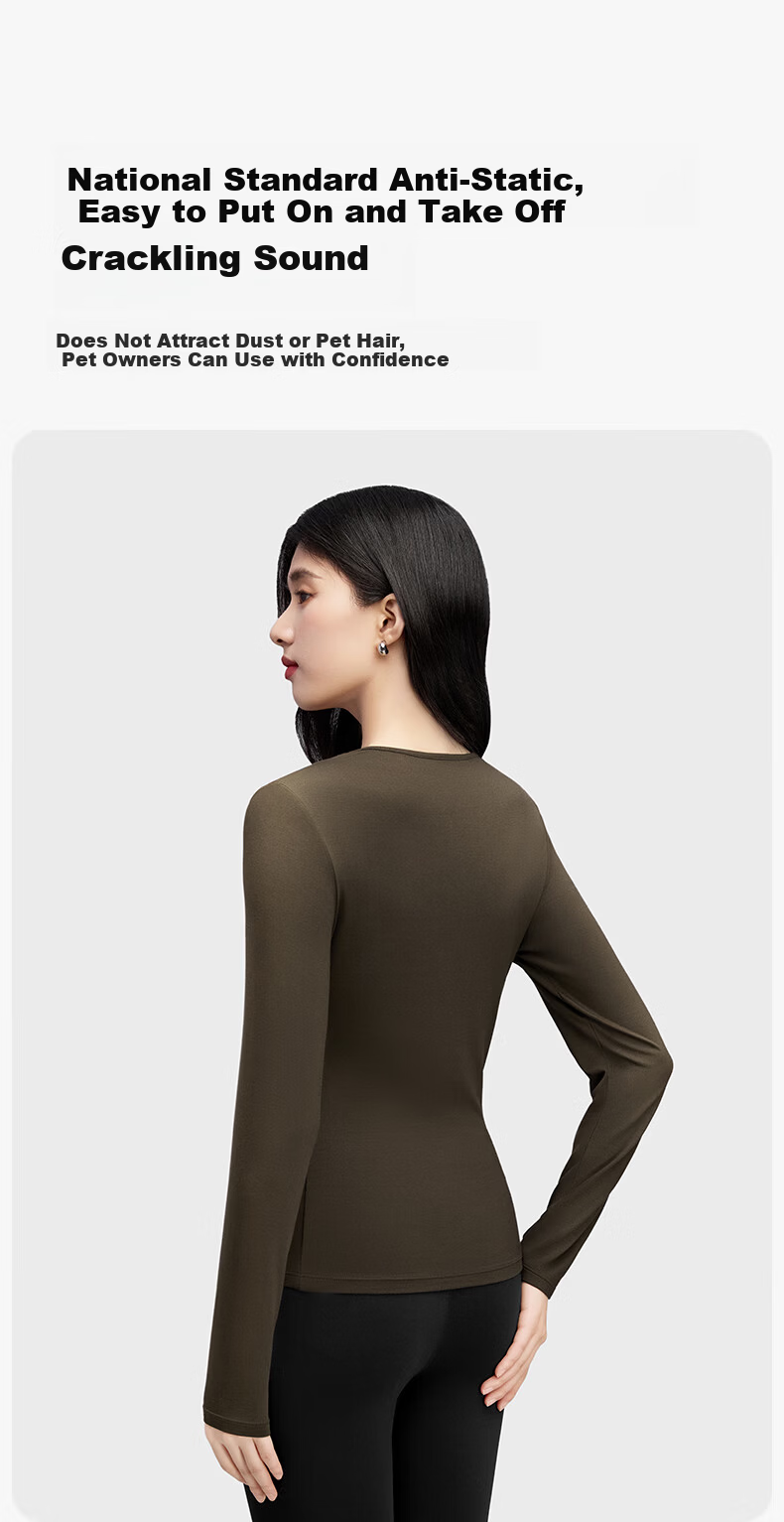 Onoko Slim Fit Base Layer Long Sleeve T-Shirt Women's Autumn New Round Neck White Thermal Innerwear 10