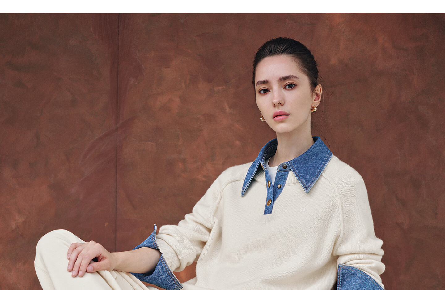 Navikail Italian Small Sailboat 25th Anniversary New Knit Sweater Women Loose Denim Patchwork Wool Sweater 2334015502 3
