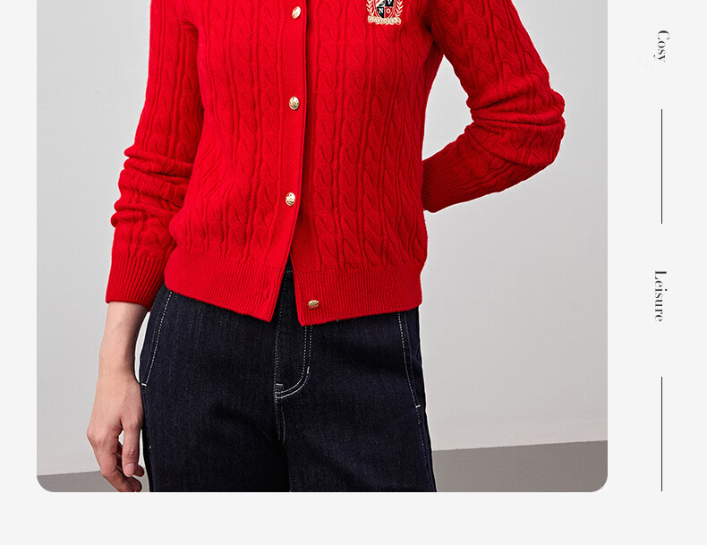 Navigare Italian Small Sailboat Autumn And Winter Women's All-Wool Jacket, Cable Knit Sweater Cardigan 2334094508 M 43
