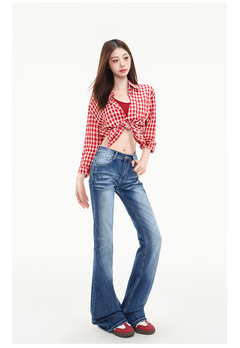 Pierre Cardin Women's Summer Denim Jeans American Style Low Waist Flared Loose Casual Long Pants Dark Blue L 41