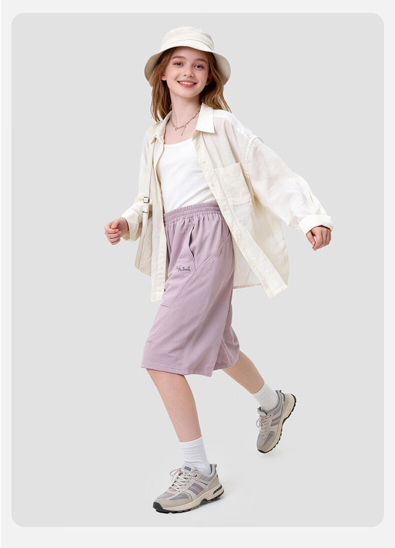 Disney Girls Summer Thin New Children's Five-Point Pants Big Kids Teen Casual Shorts 10136 Heather Gray 130 9
