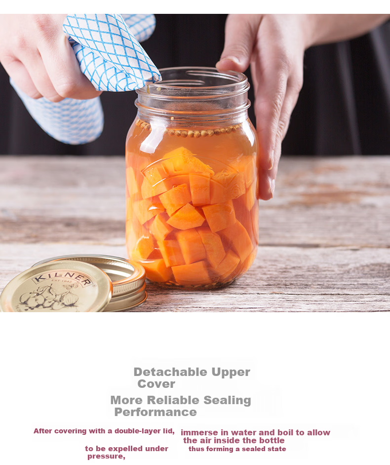 Kilner Glass Airtight Jar Food Grade Tea Canister Vacuum Storage Jar Pickle Jar Jam Honey Dispenser Bottle 1000ml 4