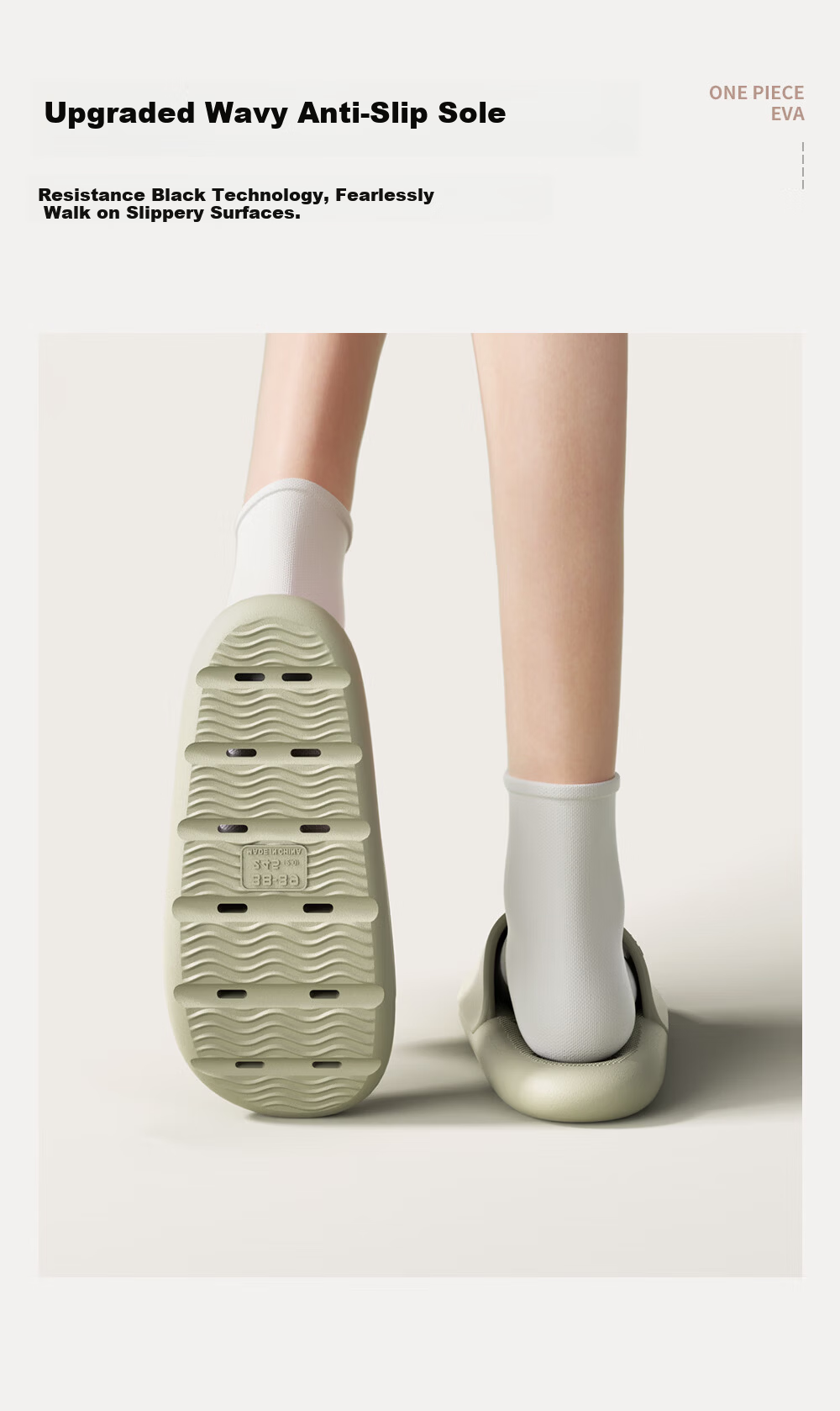 Puxi Summer Bathroom Slippers Indoor Water-Draining EVA Non-Slip Shower Home Cloud White Size 38-39 8