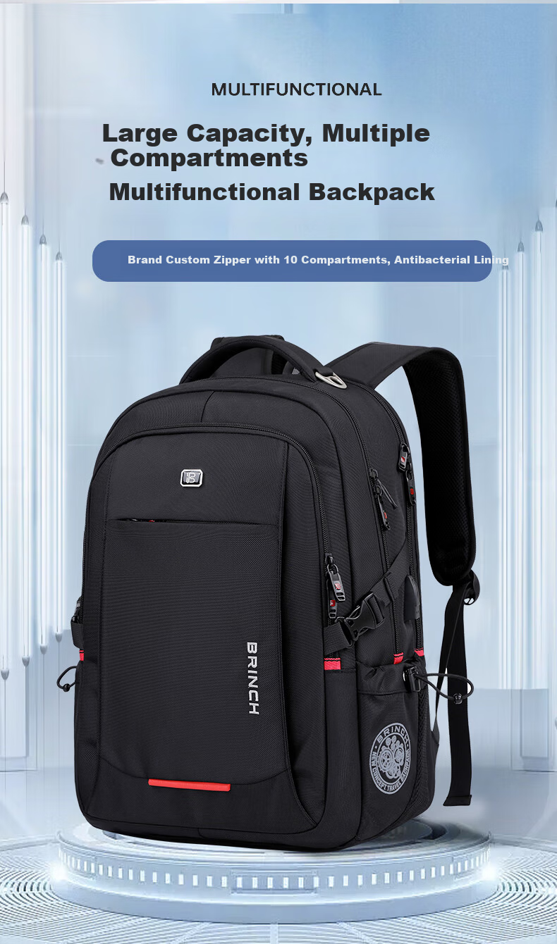 BRINCH Men's 17/18 Inch Laptop Backpack High-End Business Travel Lightweight Commuter Large Capacity 2