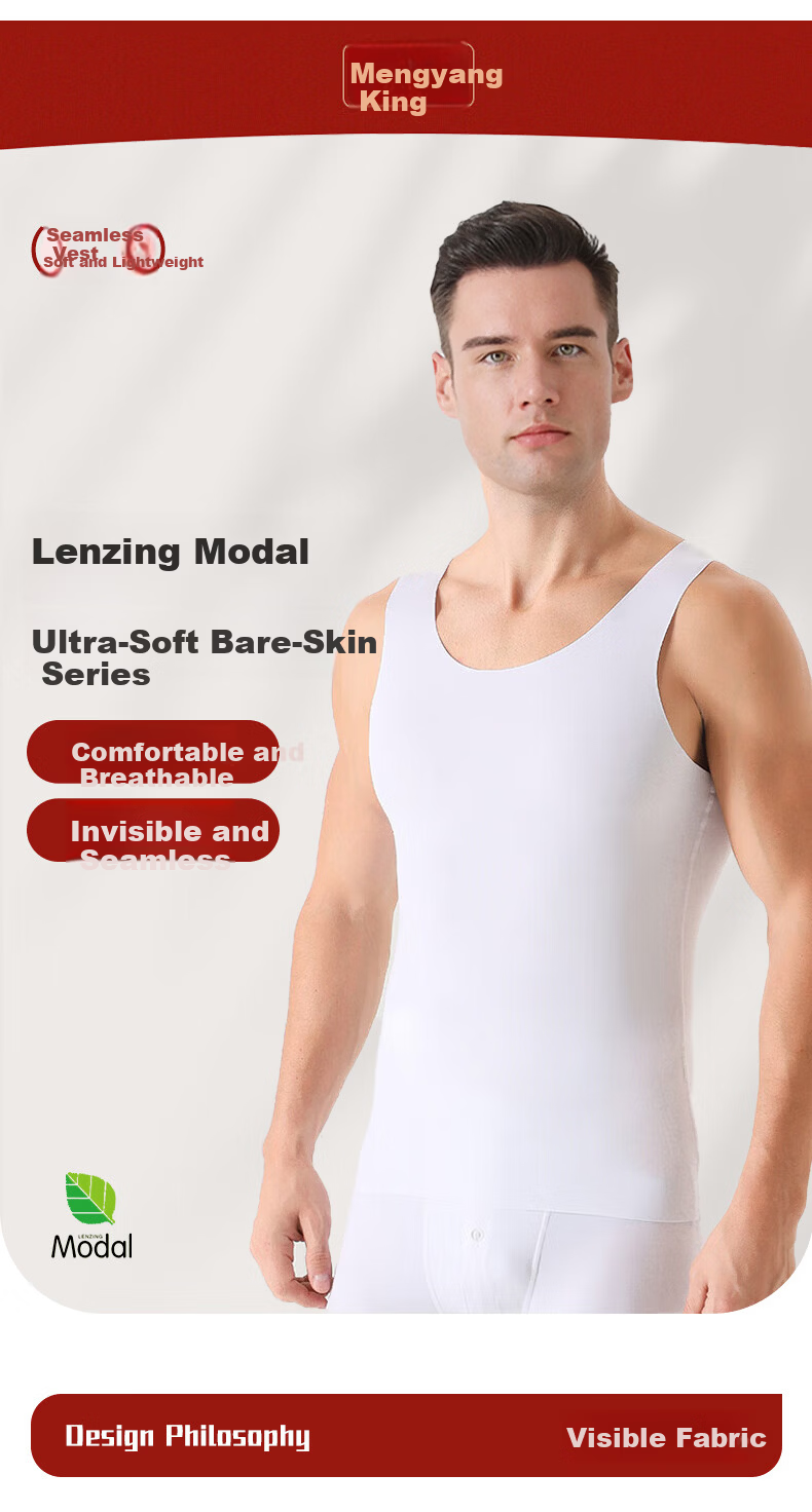 Mengyangwang Men's Modal Racerback Vest Summer Thin Seamless Sports Fitness Sleeveless Base Layer 2