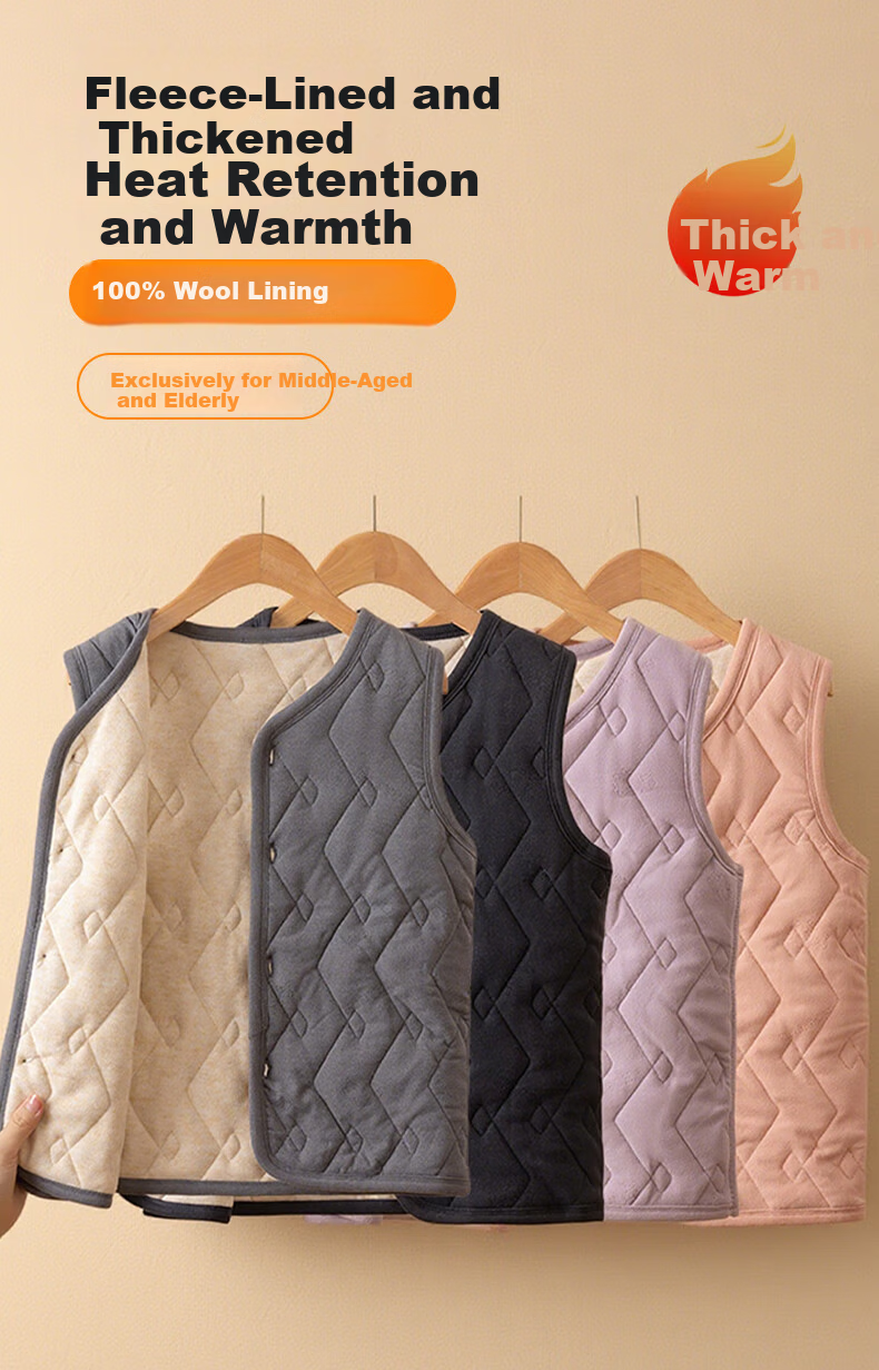 Langsha 100% Wool Thermal Vest for Men 2026 New Autumn Winter Antibacterial Fleece Thickened Inner Wear Vest for Middle-aged and Elderly 2