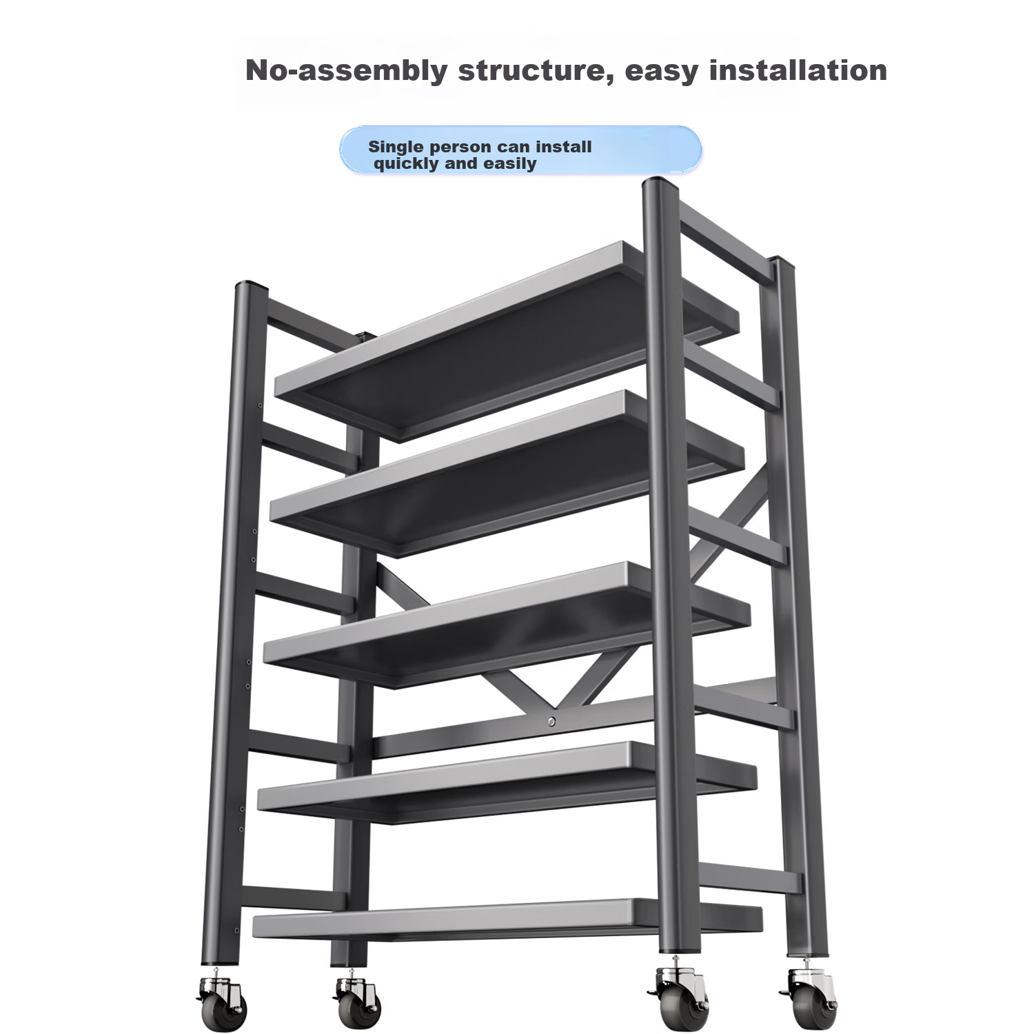 Jiabangshou 2026 New Multi-Layer Multifunctional Kitchen Storage Rack No-Installation Integrated Storage Shelf 4-60