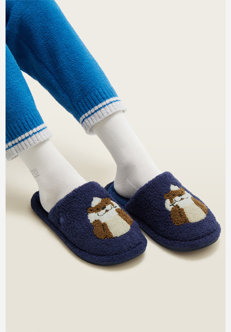 Jiao Nei [Wang Yibo Edition] Plush 520H Zoo Theme Unisex Slippers Warm Antibacterial Odor-Resistant Autumn Winter 13