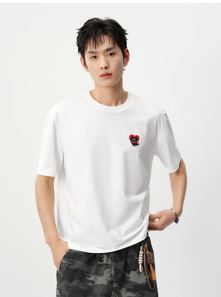 Semir Wang Anyu Collaboration BB Co-branded Embroidered Short Sleeve T-shirt Men Summer 2026 Base Shirt 109326100204 32