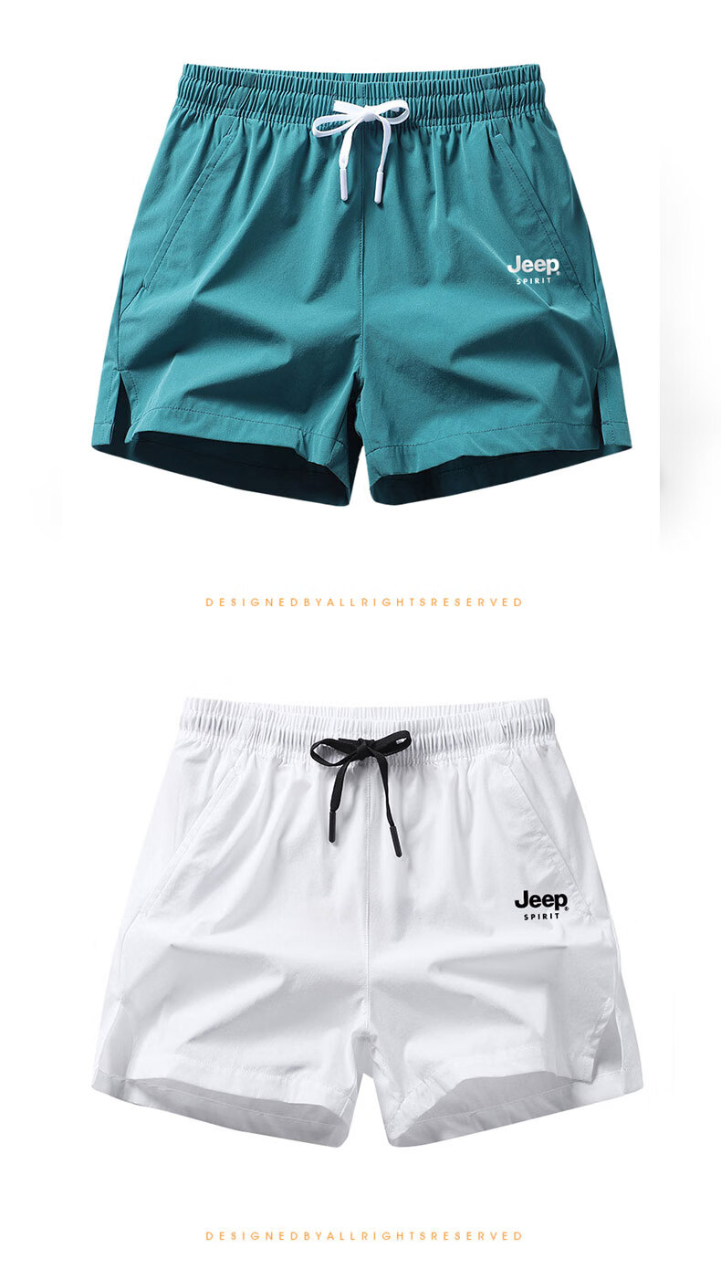 JEEP SPIRIT Men's Summer Loose Thin Solid Color Casual Fitness Outdoor Sports Five-Point Ice Silk Shorts 3