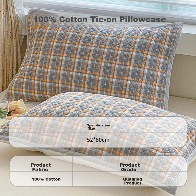 AVIVI 100% Cotton Four-Layer Gauze Pillowcase Pure Cotton Pillow Towel Anti-Slip Pair Pillow Covers 52*78cm California Gray