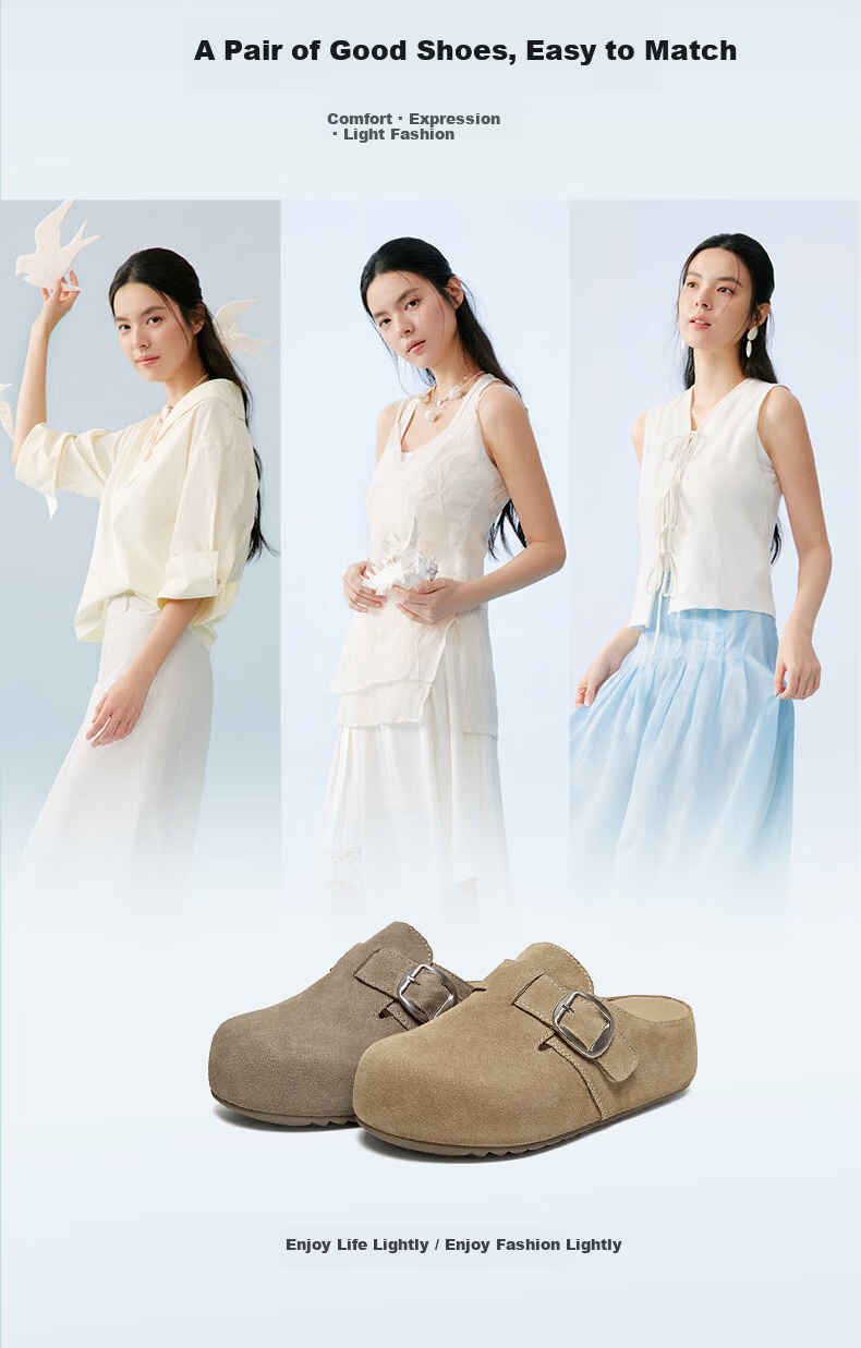 Basto Pistachio 2026 New Casual Closed-Toe Slip-On Thick-Soled Birkenstock Sandals, Women's Outdoor Slippers, Apricot Color, Thick Sole, Size 39 8