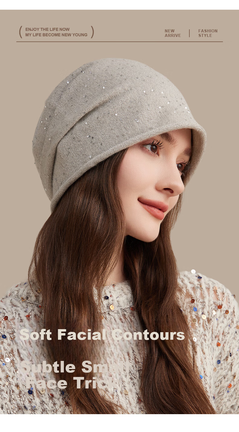 CACUSS Women's Spring Autumn Slouchy Thin Knit Beanie Large Head Circumference Woolen Hat Fashion Pullover Hat Gray 2