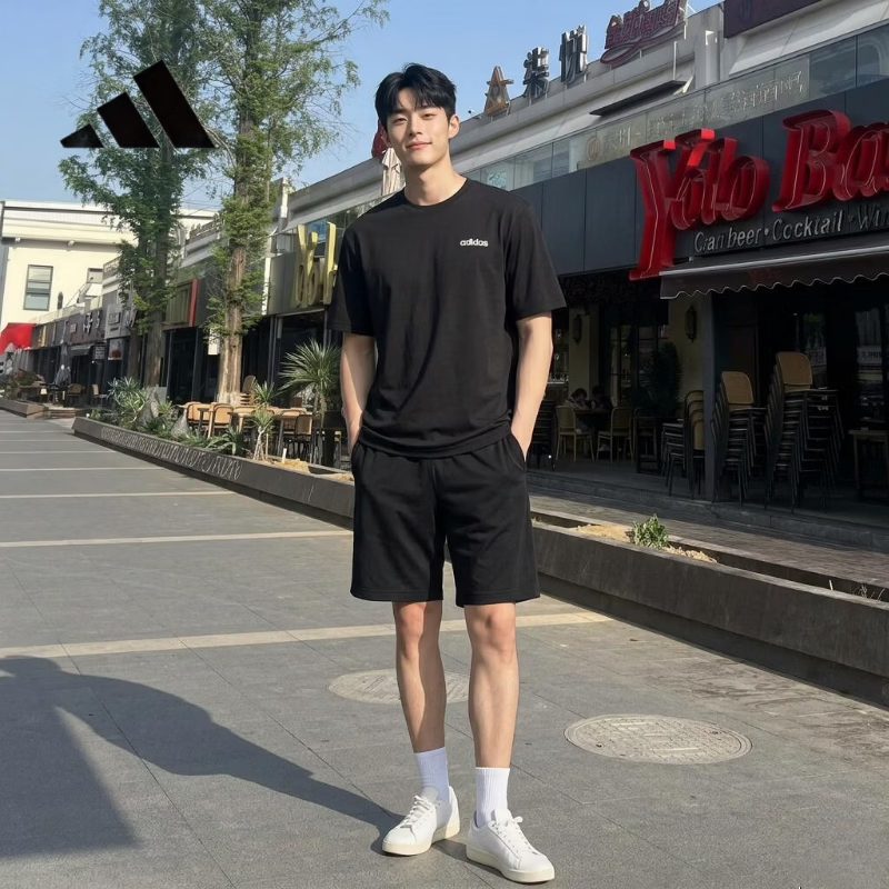 Adidas Men's Summer Sports Trendy Comfortable Breathable Outdoor Cotton Short Sleeve T-Shirt JF3215