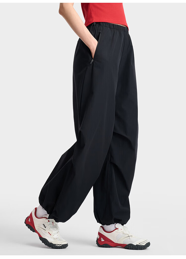 FILA Women's Woven Long Pants 2026 Summer Casual Loose Cool Sun-Protective Straight-Leg Trousers [Han So-hee Style] 37