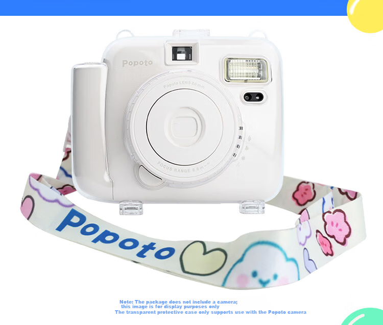 POPOTO Instant Film Set Color Mini Instant Camera Compatible Film (Foil Packaging) 10 White Border Sheets + 1 Transparent Protective Case 4