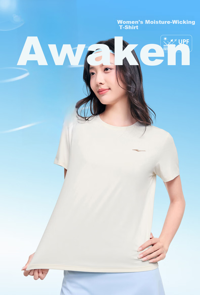 Erke Women's Sun Protection T-Shirt Short Sleeve Summer New Round Neck Moisture-Wicking Base Running Shirt Solid Color Top 1