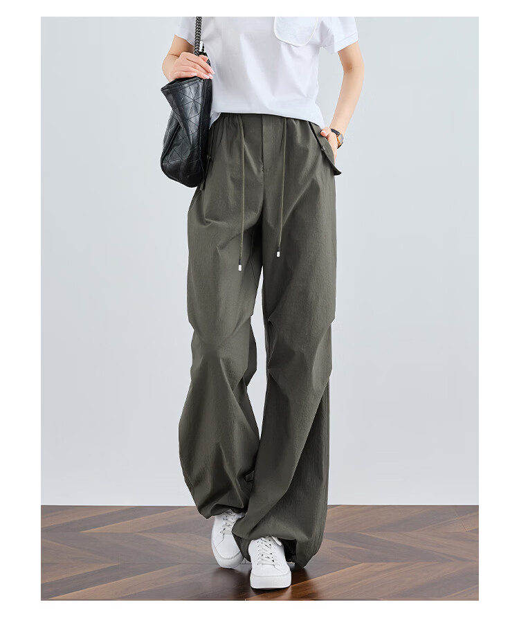 FAESSLIN Women's Military Green Work Pants Summer Thin Quick-Dry Extended Casual Paratrooper Pants American Straight-Leg Wide-Leg Hiking Pants 23
