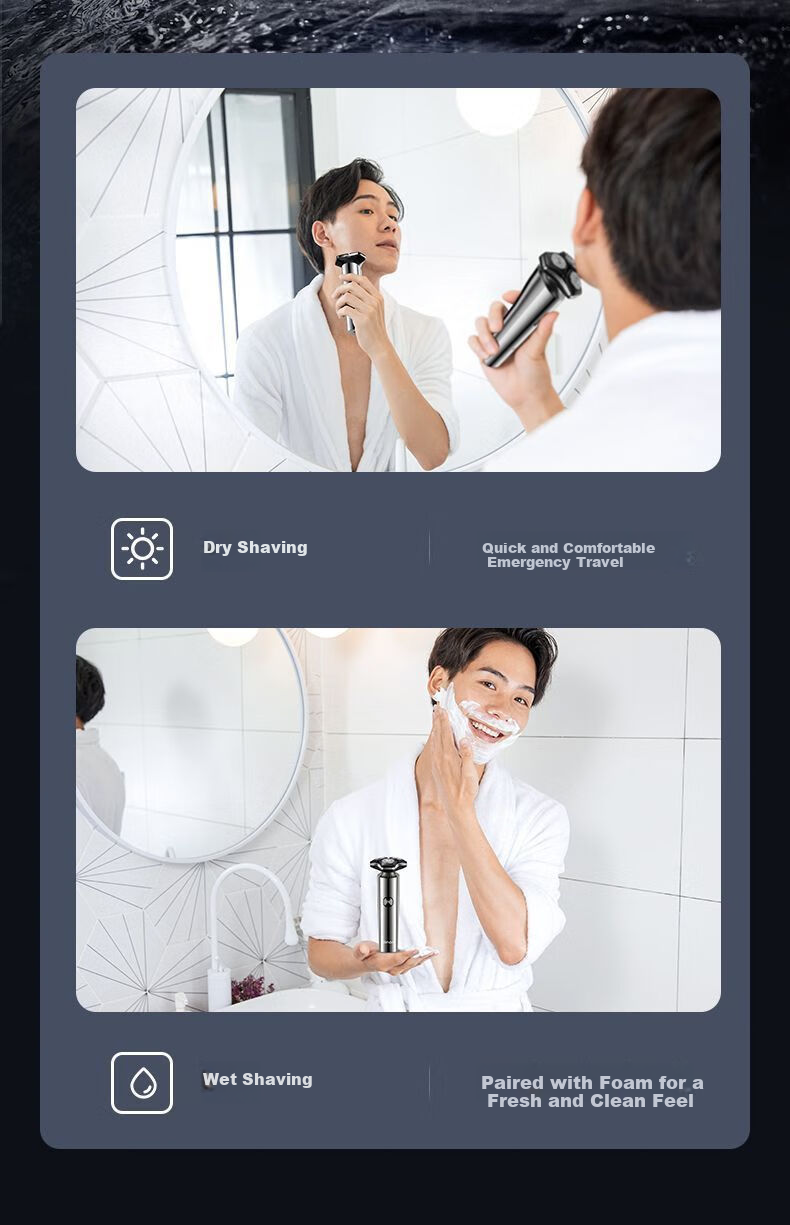 Qiman Electric Shaver for Men Rotary Beard Trimmer Waterproof Rechargeable Portable with 3 Replacement Blades Gift for Father Husband Birthday Valentine's Day 14