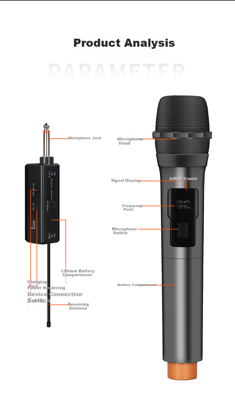 Amoi H3 Wireless Microphone Universal Microphone Home KTV Singing Speech Stage Karaoke Conference Speaker Amplifier Car Universal Rechargeable Receiver 2