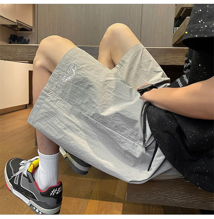 TUCANO Men's Summer Ice Cool Thin Loose Casual Embroidered Sports Shorts Black M 21