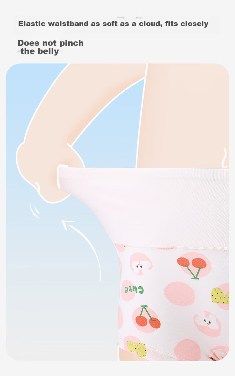 Jiusuiban Kids Girls 7A Antibacterial Boxer Briefs High-Waist Silk Gusset Shorts for Children Class A 8