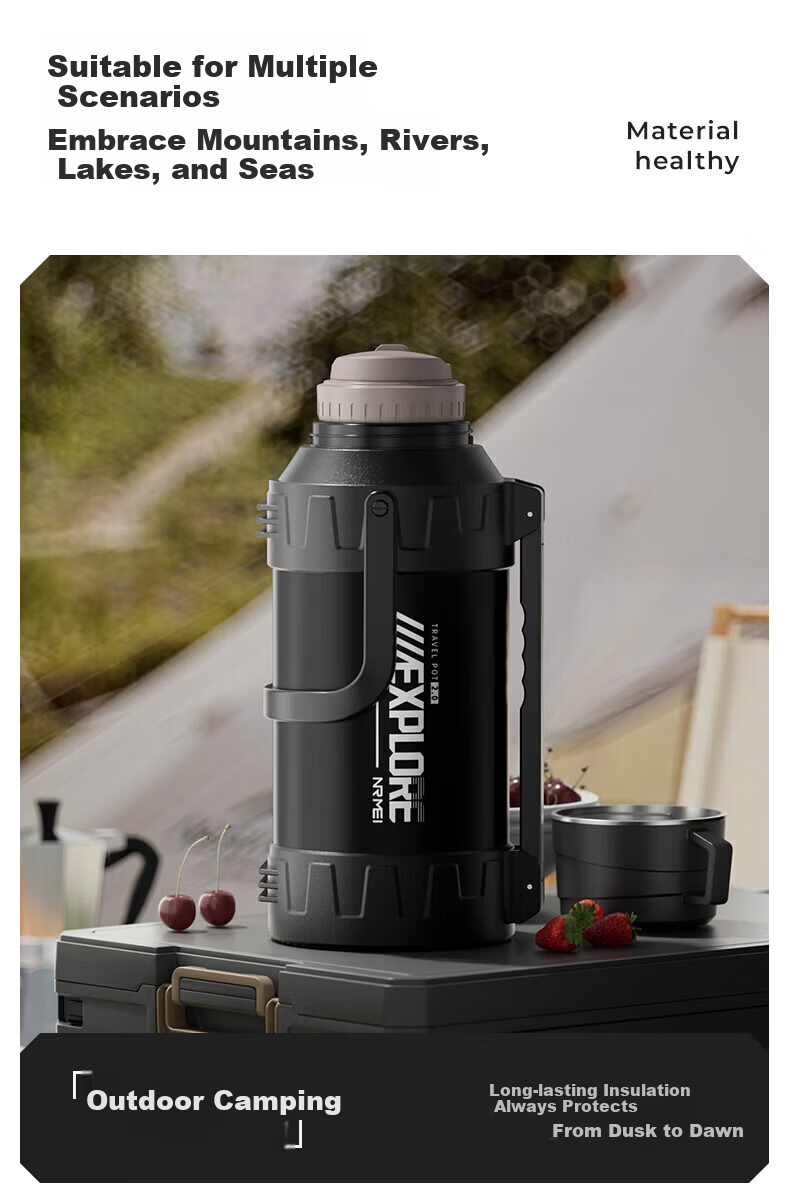 NRMEi Outdoor Insulated Bottle Large Capacity 72-Hour Long-Lasting Insulation 316 Stainless Steel Portable Large Insulated Water Flask 17