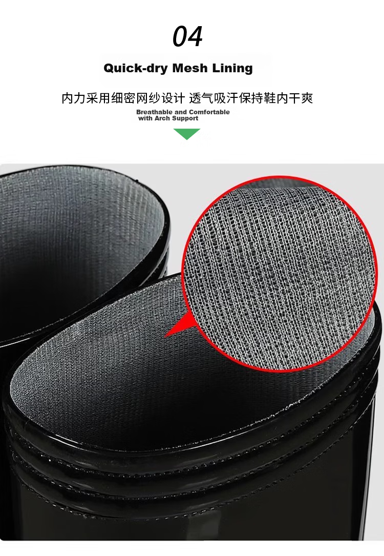 Haosikepu Black High Tube Waterproof Outdoor Rain Boots Non-slip Wear-resistant Rubber Shoes Size 43 8