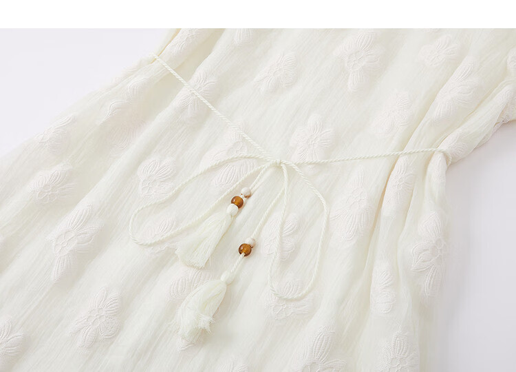 Demana Summer Elegant Floral Texture Tassel Waist Tie Loose Slim Shirt with Lyocell Hem Splicing for Women Premium 10