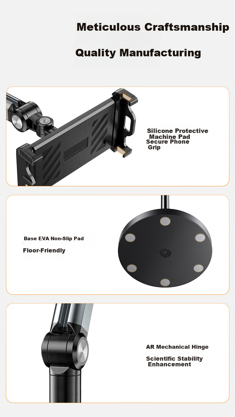 Kewo [Upgraded Thickened] Lazy Tablet Floor Stand Phone Holder Multifunctional Live Streaming Adjustable Telescopic Lazy Stand Bedside Video Watching Universal 14