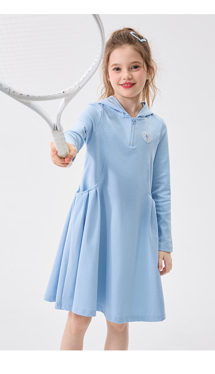 Disney Girls' Dress Spring 2026 New POLO Hooded Sweatshirt Dress Long Sleeve Sports Casual Dress 17