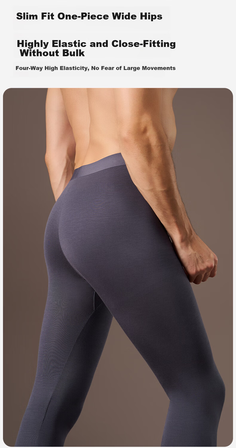 GUJIN Modal Thermal Men's Antibacterial Seamless Base Layer Cotton Wool Sports Youth Underwear 2-in-1 Pants 9