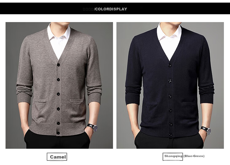 Hengyuanxiang Men's Knitted Cardigan Jacket Middle-aged and Elderly Autumn Winter Plus Size Thick Long Sleeve Sweater Light Gray L 4