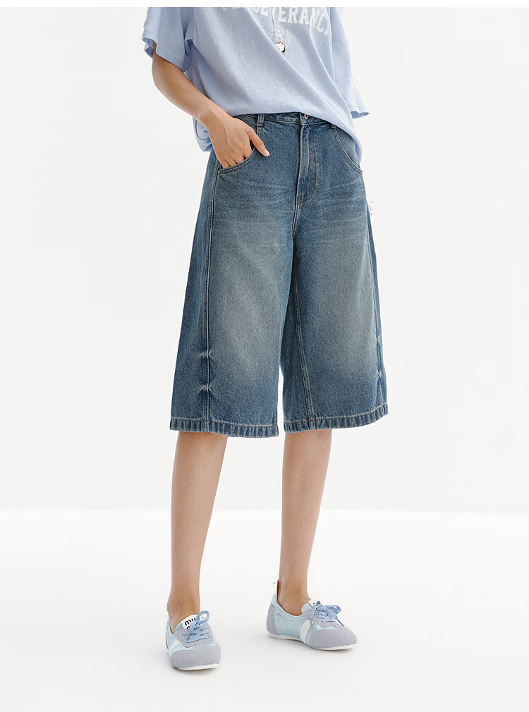 Semir Women's Summer Split Washed Loose Fit Denim Shorts 2026 Six-Point Pants 103326122003 23