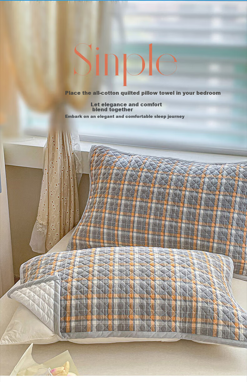 AVIVI 100% Cotton Four-Layer Gauze Pillowcase Pure Cotton Pillow Towel Anti-Slip Pair Pillow Covers 52*78cm California Gray 15