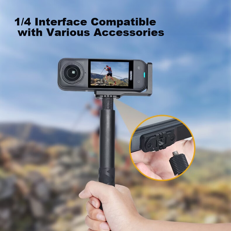 Qiye Aluminum Alloy Horizontal and Vertical Mount Bracket Compatible with Insta360 X5 Panorama Camera X4 Accessories Magnetic Mount X3 Adapter 5