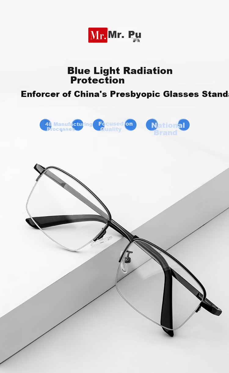 Mr.PuTian Blue Light Blocking Reading Glasses for Men and Women, Business Style, High Definition, Black Frame, +2.50 Diopters (Ages 60-64) 1