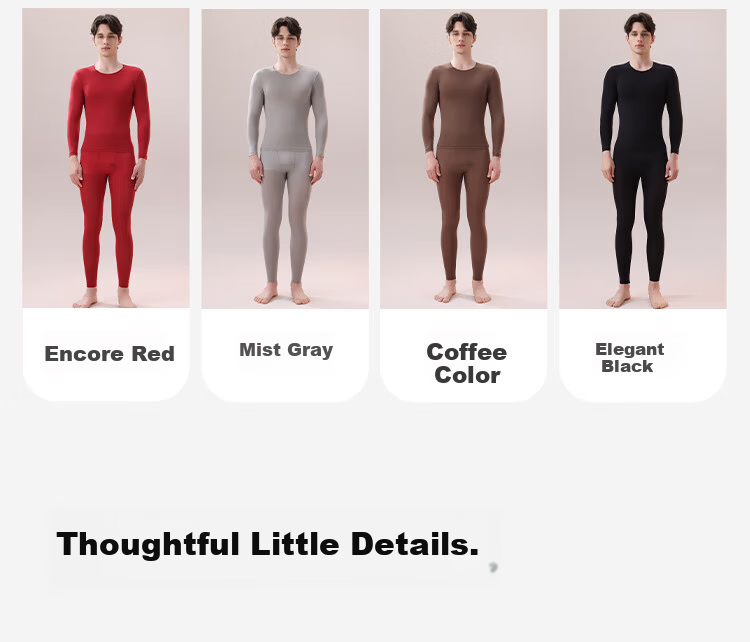 MiiOW Men's Autumn Thermal Underwear Set Ultra-Light Seamless Invisible Comfortable Slim Fit Warm Innerwear 16