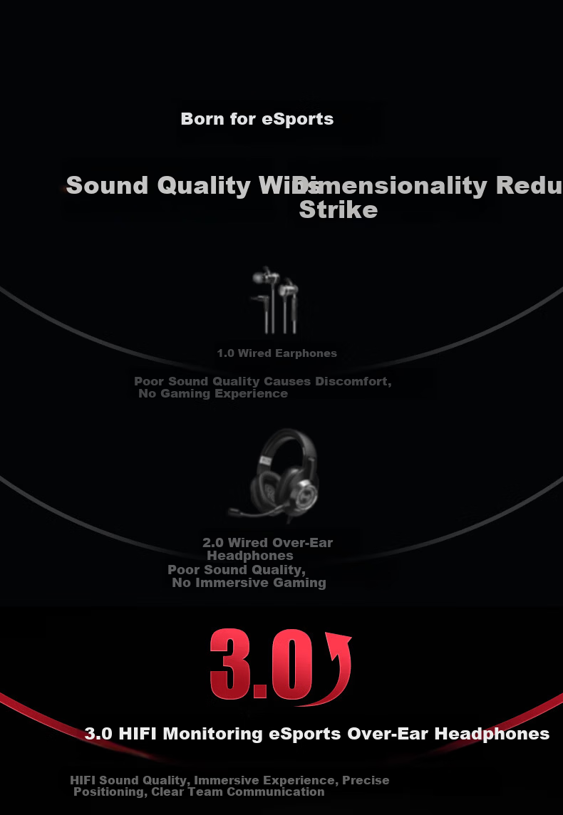 KINYO Gaming Headset Wired Over-Ear HIFI High-Quality FPS Delta Sound Positioning for PC Laptop Z5 6
