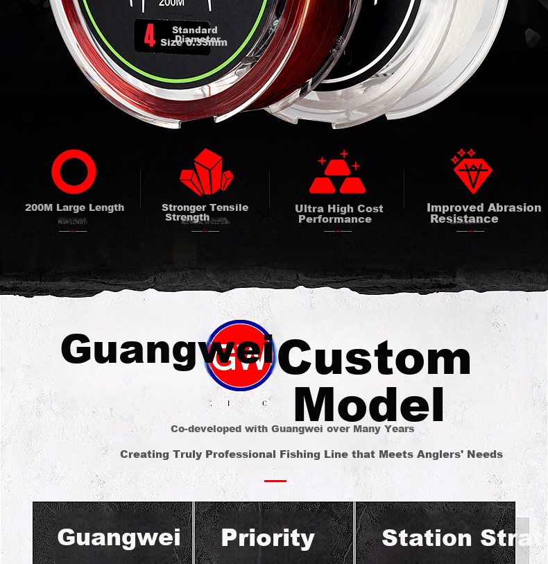 GWGW No.3 200m Black Spider Ultra-Soft Non-Tangling Fishing Line High Tensile Strength Competitive Fishing Line Fishing Gear Accessory 2