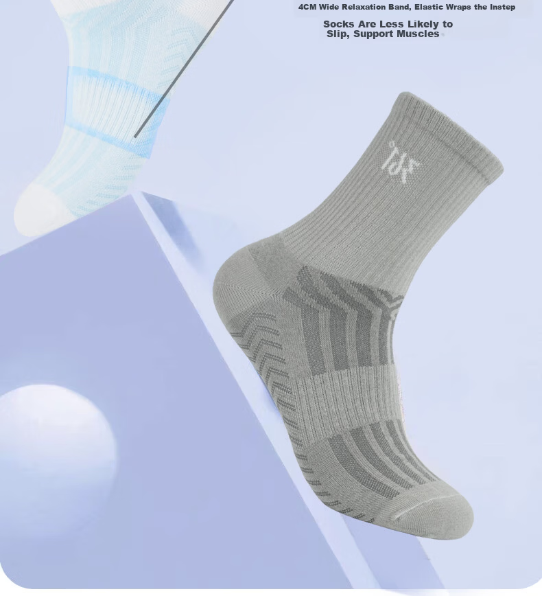 361° Authentic Unisex Spring Summer Sweat-Absorbing Breathable Mid-Calf Socks Men's Odor-Resistant Sports Long Socks Gray - 6 Pairs One Size 8