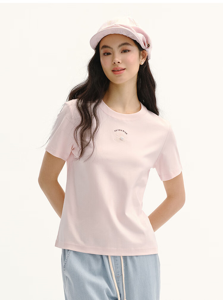 Semir Senrou Women's Summer Short Sleeve T-Shirt Casual Pullover Embroidered Round Neck 2026 Mall Style 101326100006 12