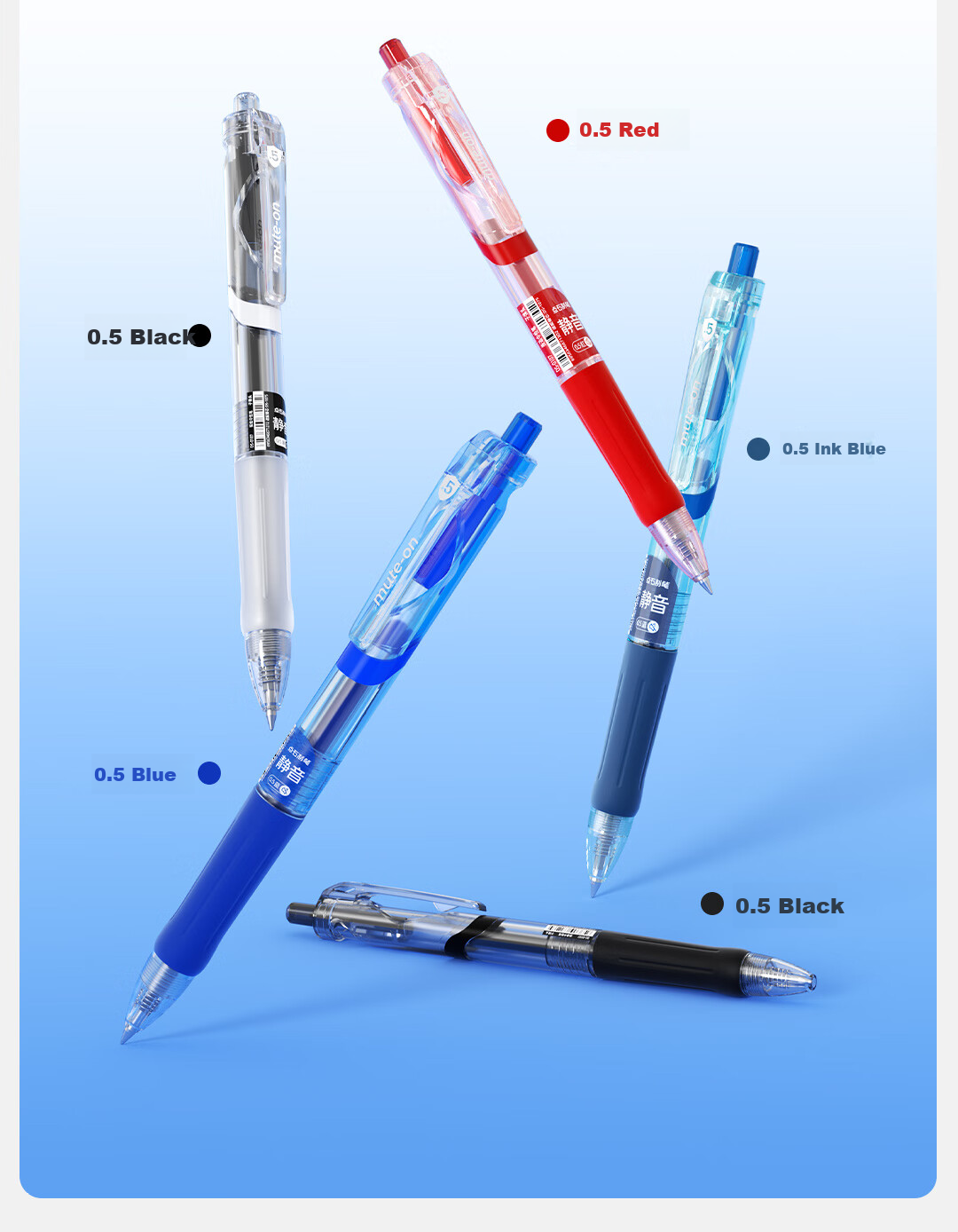 Dianshi Smooth Quick-Dry Retractable Gel Pen Silent Click 0.5mm Red Barrel 12-Pack for Students and Teachers Office Signature Pen 0107 Large Capacity 13